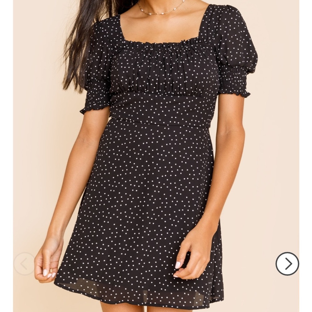 Trixxi Black and White Polka Dot Mini Dress - Small - Like New